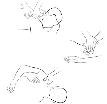 massage techniques. correct execution of the massage. vector illustration.