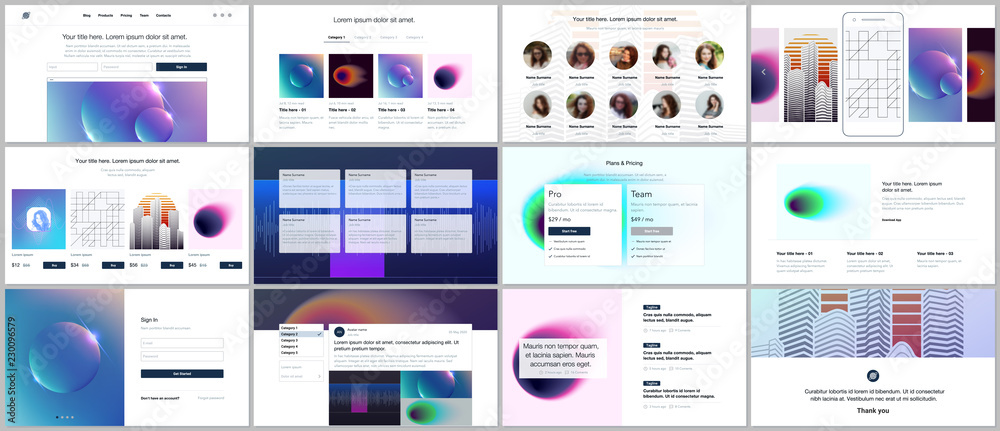 Canvas Prints vector templates for website design, minimal presentations, portfolio with colorful abstract gradien