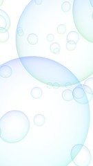 Light pastel colored background with pink bubbles. Wallpaper, texture blue balloons. 3D illustration