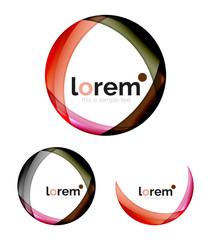 Set of geometric shape convergence logo design templates