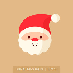 Santa Claus face icon. Christmas card template