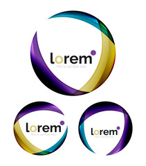 Set of geometric shape convergence logo design templates