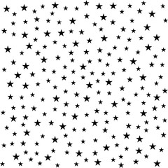 Twinkling stars pattern, starry sky background, black isolated on white, vector illustration.