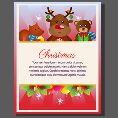 colorful happy christmas theme poster cartoon characters