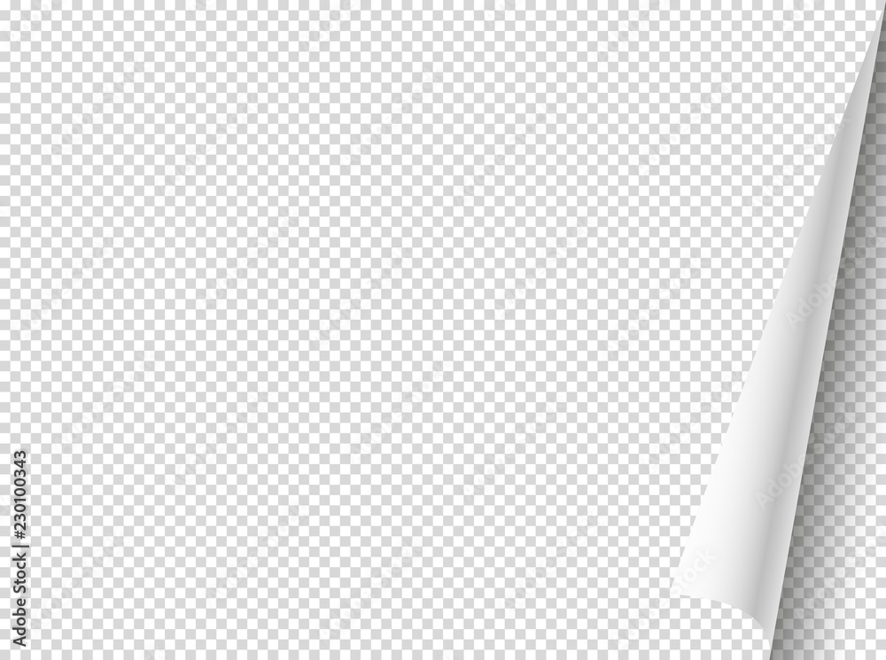 Poster Bending paper vector mockup. Vector object isolated on transparent background