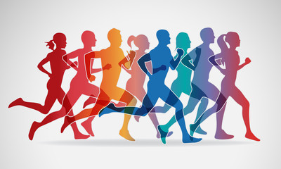 Fototapeta na wymiar Marathon runners vector theme