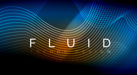 Neon glowing fluid wave lines, magic energy space light concept, abstract background wallpaper design, ripple texture illustration