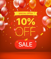Special offer concept. 10 percent off. Vector illustration