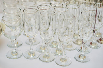 empty glasses buffet table glass white table tablecloth celebration