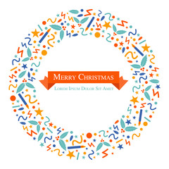 Christmas wreath modern greeting card template