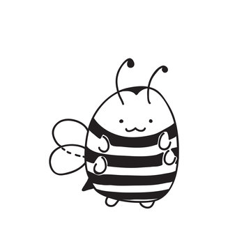 Cute little Bumblebee ink hand drawn sketch vector illustration. Bee icon. Print art sketch bees. Bee sign isolated on white background illustration