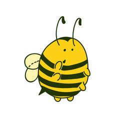 Colorful Cute little Bumblebee ink hand drawn sketch vector illustration. Surprised bumblebee. Bee icon. Print art sketch bees. Bee sign isolated on white background illustration