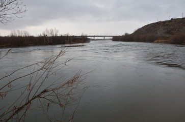A bridge with river flow