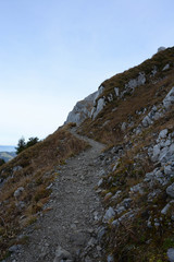 cable car in swiss alps at säntis alpstein scenic landscape hiking trail