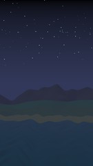 Starry moonless sky. Ocean shore line with waves on a beach. Island beach paradise with waves. Vacation, summer, relaxation. Seascape, seashore. Minimalist landscape, primitivism. 3D illustration