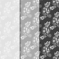 seamless pattern with flowers and butterflies