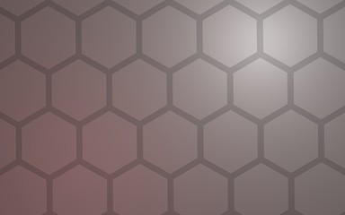 Honeycomb with color lighting, on a gray background. Perspective view on polygon look like honeycomb. Isometric geometry. 3D illustration