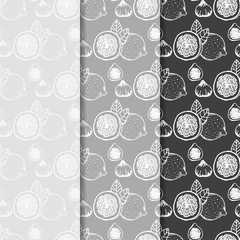 lemon, figs tropical fruits seamless pattern
