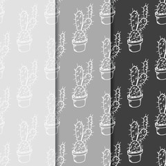 floral seamless pattern cactus in a flower pot