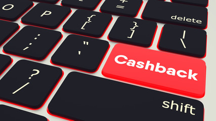 Fototapeta premium Button with word Cashback. laptop Keyboard. 3d rendering