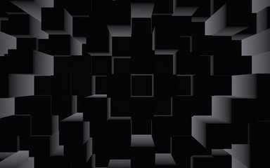 Fototapeta premium Abstract dark elegant cube geometric background. Chaotically advanced rectangular bars. 3D Rendering, 3D illustration