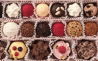 background of various chocolate candies