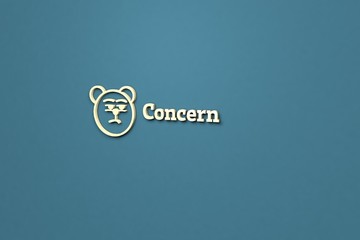 Illustration of Concern with yellow text on blue background