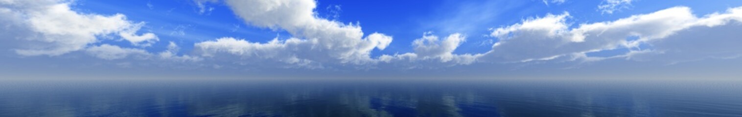 Obraz premium Panorama of clouds over the sea, seascape with clouds over the water, 