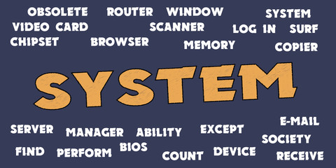 SYSTEM Words and tags cloud