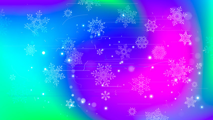 Snowflakes and festive lights - vector background with beautiful snowflakes that merrily shine and shimmer in color space