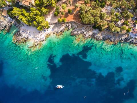 Aerial view of Agios Nikolaos city in Zakynthos (Zante) island, in Greece © Samuel B.