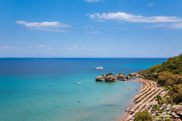 Naklejka premium Aerial view of Porto Zorro Azzurro beach in Zakynthos (Zante) island, in Greece