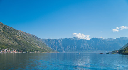 Picturesque Mediterranean Landscape in Bay of Kotor, Adriatic Sea, Montenegro.