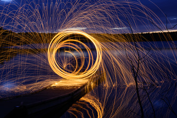 circles of fiery sparks