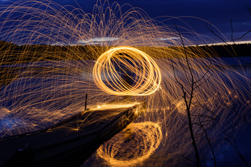 sparks in the night sky