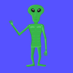 Cartoon character alien. Green alien vector. Group of aliens