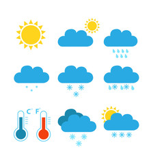 Obraz premium Flat color weather icons vector illustration isolated 