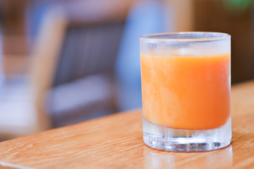 Coldpress carrot juice  in a glass.