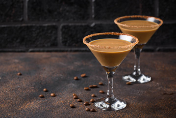 Chocolate martini cocktail or Irish cream liquor