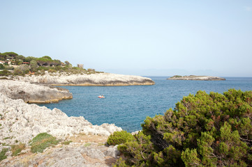 Naklejka na ściany i meble A beautiful inlet with a jaggy littoral, Marina di Camerota, Italy