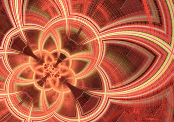 Multicolored symmetrical fractal pattern as flower. Fractal art.