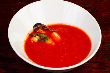 Tomato seafood soup