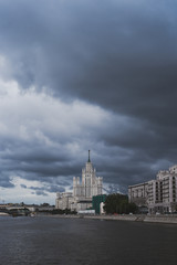 Moscow river and blue sky