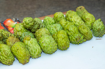 Fruit of the Count. Custard apple Beautiful green appetizing. 