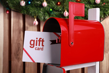 Gift card in a red mailbox