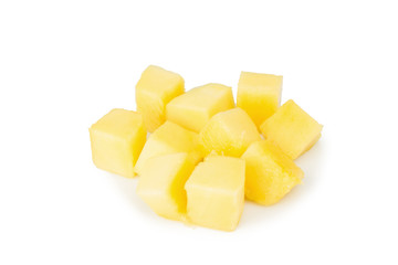 mango cube slice isolated on white background