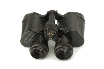 binoculars old. dirty. isolated on white background
