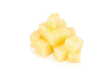 Hamigua Melon, Hami Melon, Hami Cantaloupe. pulp. piece. cube isolated on white background