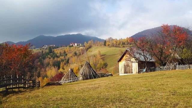 Transylvania village in fall