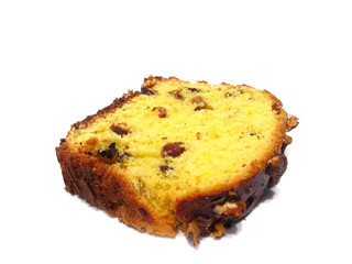 piece of cake on a plate isolated on white background